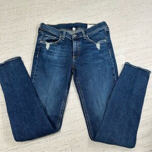 rag & bone Dark Blue Skinny Jeans with Light Distressing